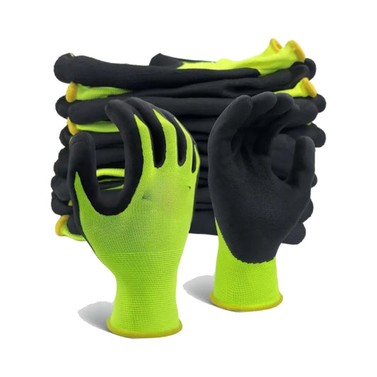 Paquete de guantes de trabajo ACG21 verde con palma de látex negra
