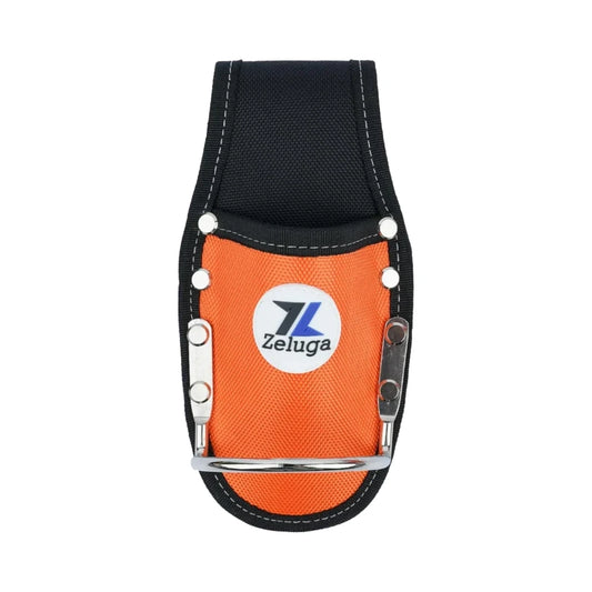 Funda para alicates color naranja con costuras negras y remaches metálicos
