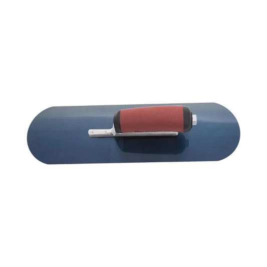 Llana de piscina azul con mango curvo DuraSoft rojo y barra metálica gris
