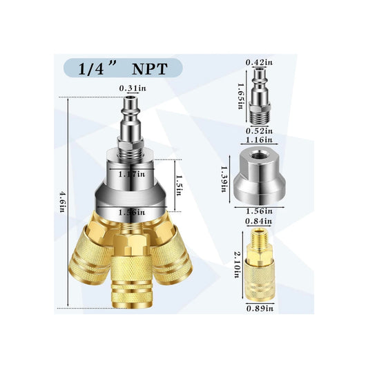 Divisor de Aire 3 Vías con Acopladores Acero 1/4" ZL256 - Zeluga