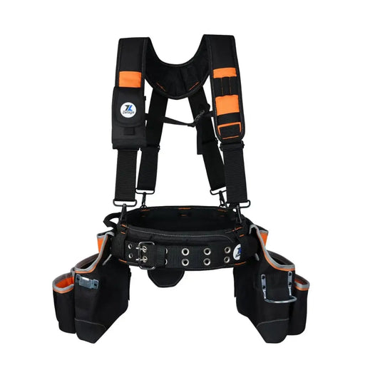 Cinturón Herramientas con Tirantes Acolchado 4" Negro/Naranja 20-216 - Zeluga