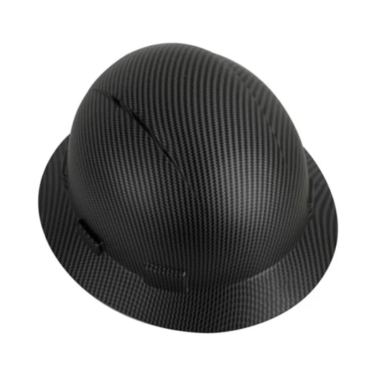 Casco de seguridad ventilado de fibra de carbono negro mate, vista superior