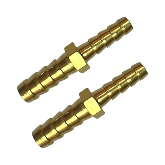 Conector tipo barb para manguera 1/4" dorado, paquete de 2 piezas