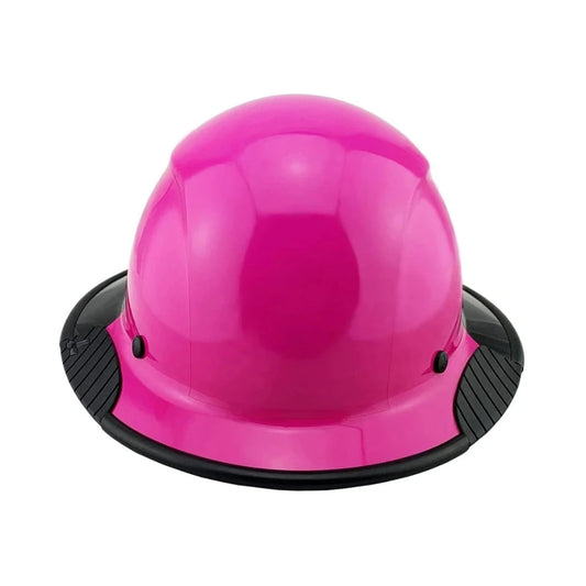 Casco de ala completa rosa con ala negra y orificios laterales
