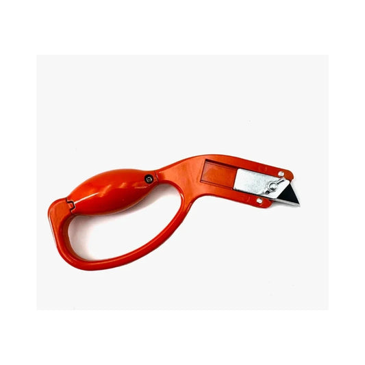 Cuchillo utilitario retráctil naranja con empuñadura ergonómica y hoja abatible