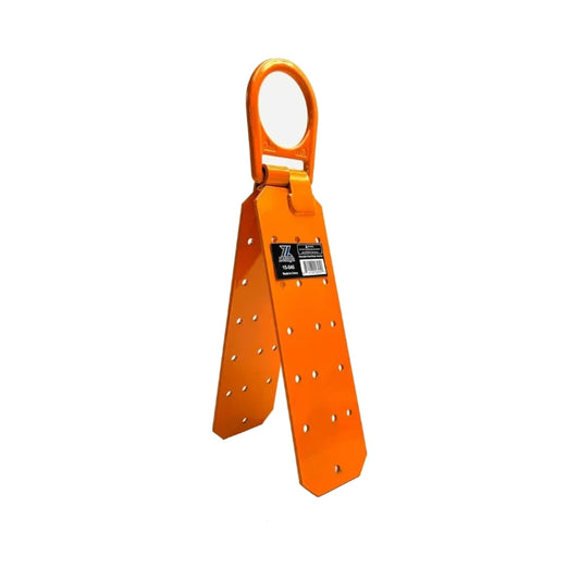 Anclaje de techo naranja con anillo en D y patas metálicas perforadas