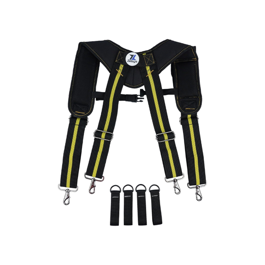 Suspensor de trabajo de construcción con extremo de gancho a presión de gatillo, Negro/Amarillo 15-382