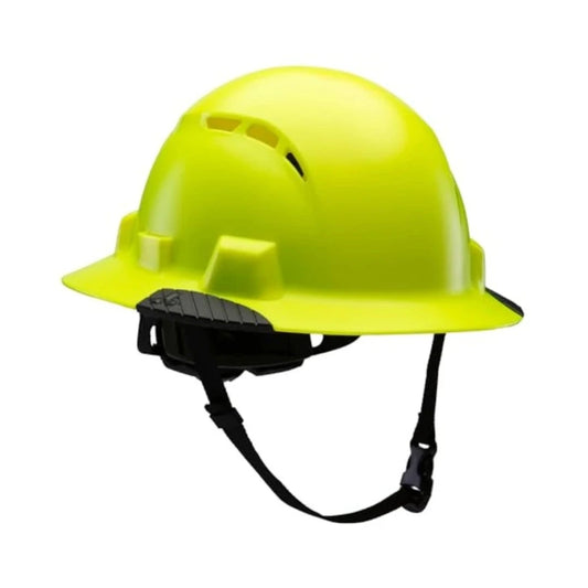 Casco de seguridad integral amarillo hi-Vis con visera y barboquejo