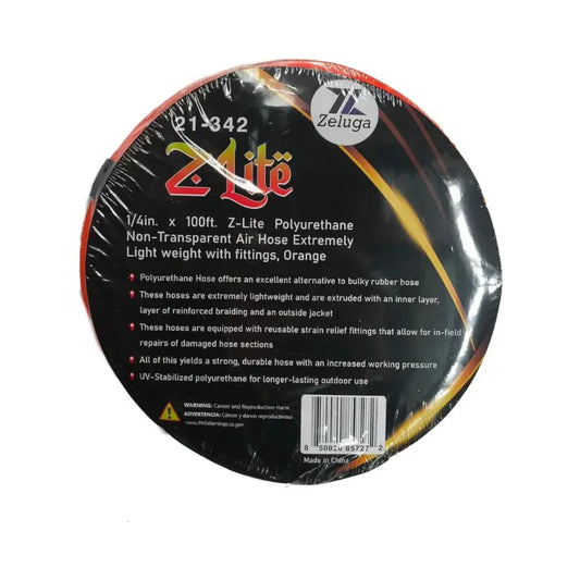 Manguera de aire Z-LITE de poliuretano 1/4 pulgada x 100 pies, naranja 21-342