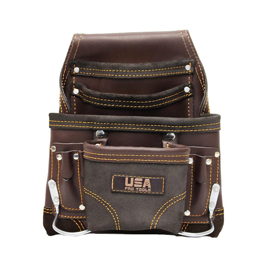 Bolsa de herramientas de cuero USA Pro Tools marrón oscuro