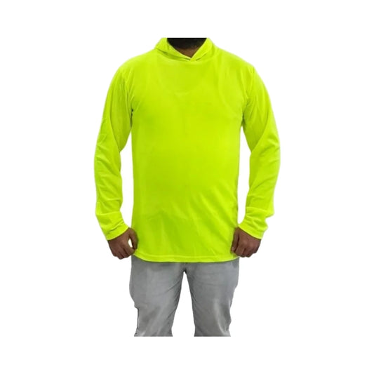 Camisa con capucha Zeluga verde neón de frente