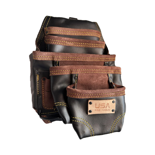 USA Pro Tools P-1294 bolsa de cuero negra vista tres cuartos