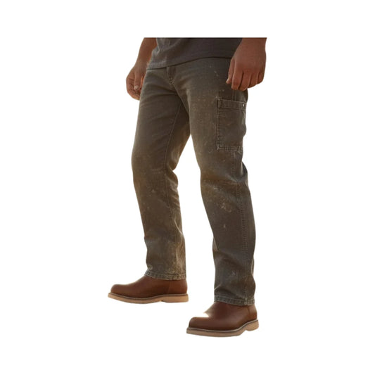 Hombre usando botas de trabajo Rhino 90M07 Wellington Roper de cuero marrón