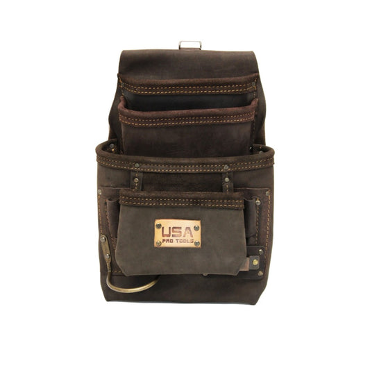 Bolsa de cuero café oscuro para carpintero USA Pro Tools P-1214