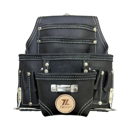 Morral de cuero negro Zeluga 20-117