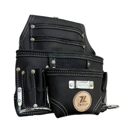 Zeluga 20-117 Morral de Herramientas de Cuero 10 Compartimentos Negro