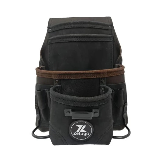 Zeluga 20-500 Morral de Herramientas Cuero Nubuck Marrón 10 Compartimentos
