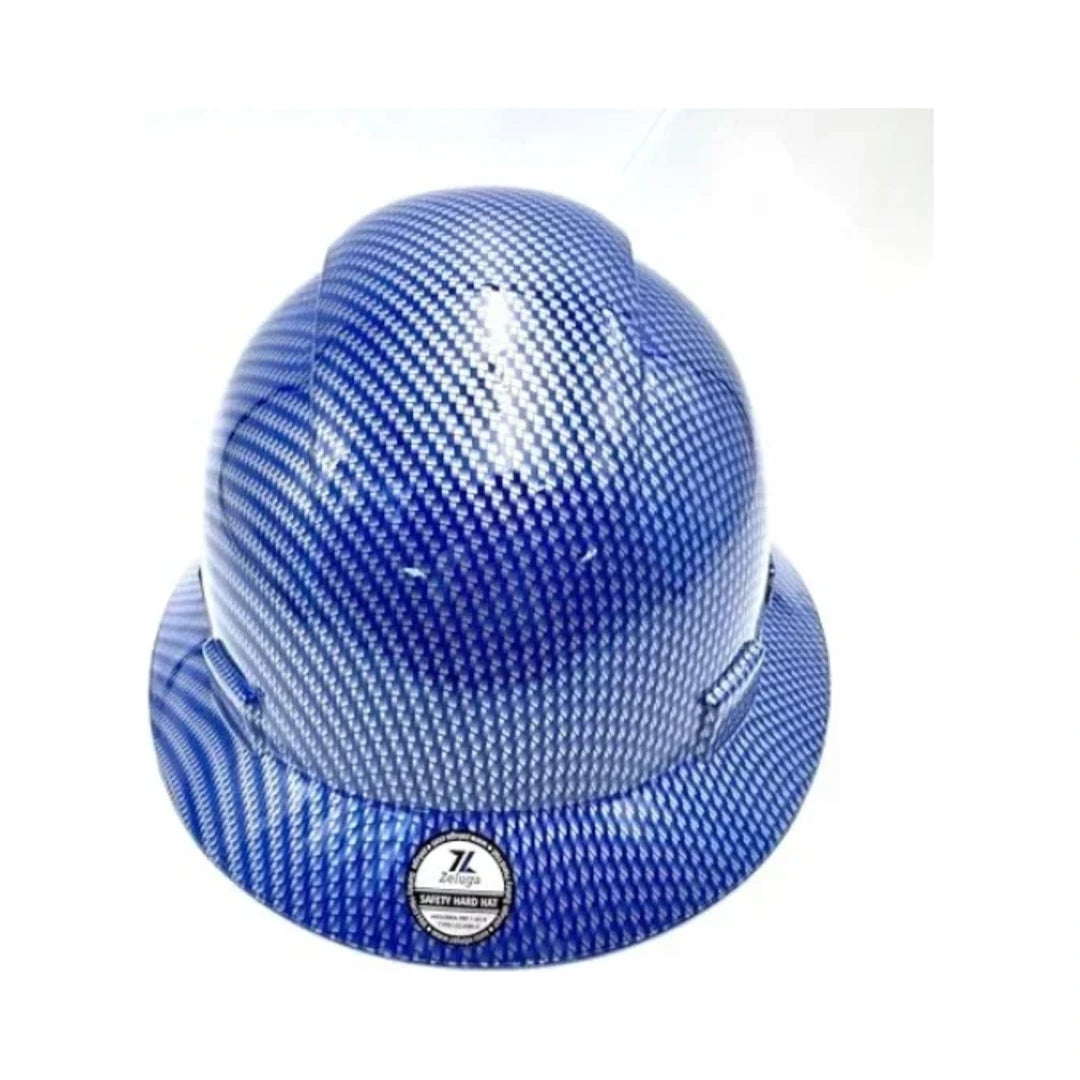 Casco Zeluga fibra de carbono azul brillante con etiqueta frontal