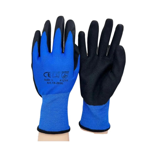 Guante de trabajo ACG21 azul con palma de látex negra