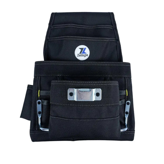 10 bolsillos extra grande capacidad poliéster clavo y bolsa de herramientas, negro 20-215