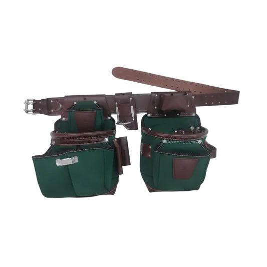 Cinturón de herramientas 100% de cuero, Bolsa, Carpintero, Construcción, Framers, Handyman y Electrician Tool Bag Set, Verde 20-232