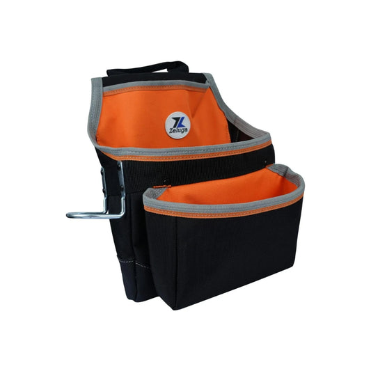 Morral de nylon smultifunción para electricista, techos, contratistas. Negro/Naranja  20-219