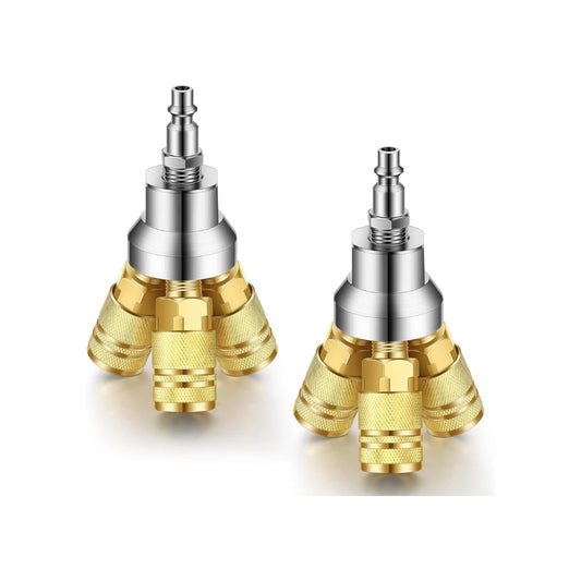 Divisor de Aire 3 Vías con Acopladores Acero 1/4" ZL256 - Zeluga