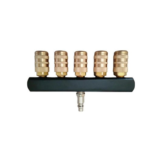 Colector de aire de barra de estilo industrial de 5 vías con acoplador de latón 5, 22-140