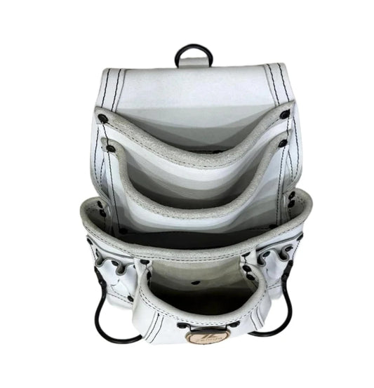 Morral De herramientas de cuero resistente, Blanco apagado Con 10 compartimentos 20-527