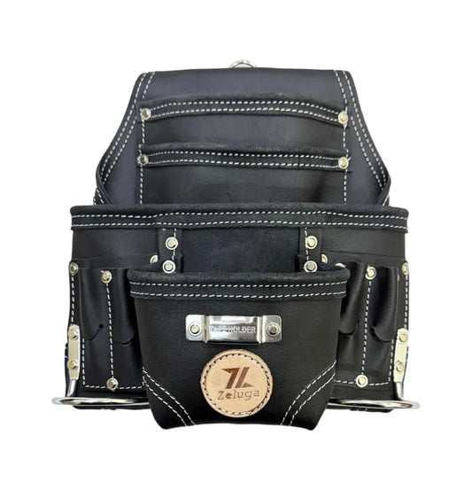 Morral Herramientas Cuero 10 Compartimentos Negro 20-117 - Zeluga