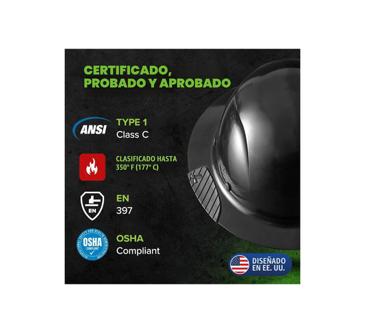 LIFT Safety CSA DAX Casco de Ala Completa HDF-15KG - Negro