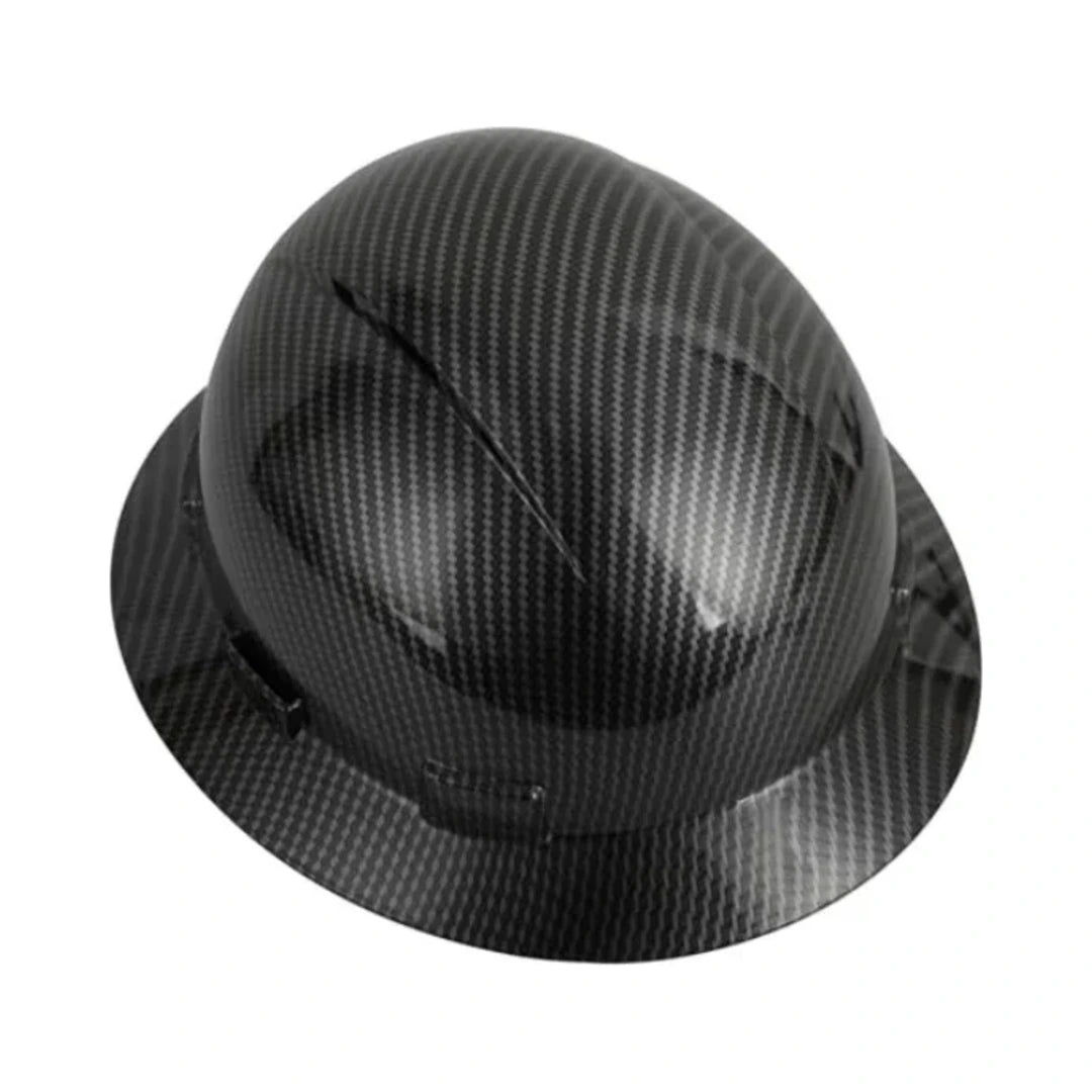 Casco de seguridad Zeluga ventilado de ala completa, fibra de carbono negro brillante