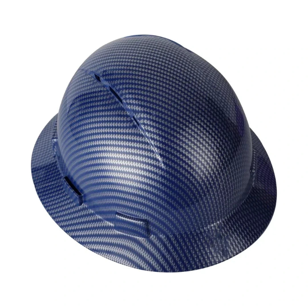 Casco de seguridad Zeluga ventilado de ala completa, fibra de carbono azul brillante