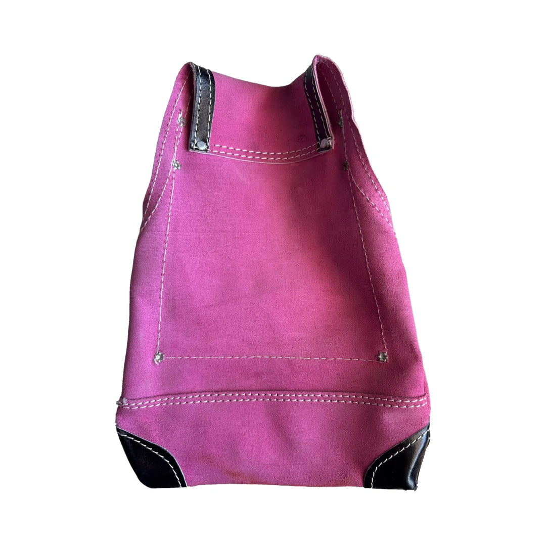 Bolsa de herramientas de gamuza rosa USA Pro Tools, vista de atrás con trabilla para cinturón
