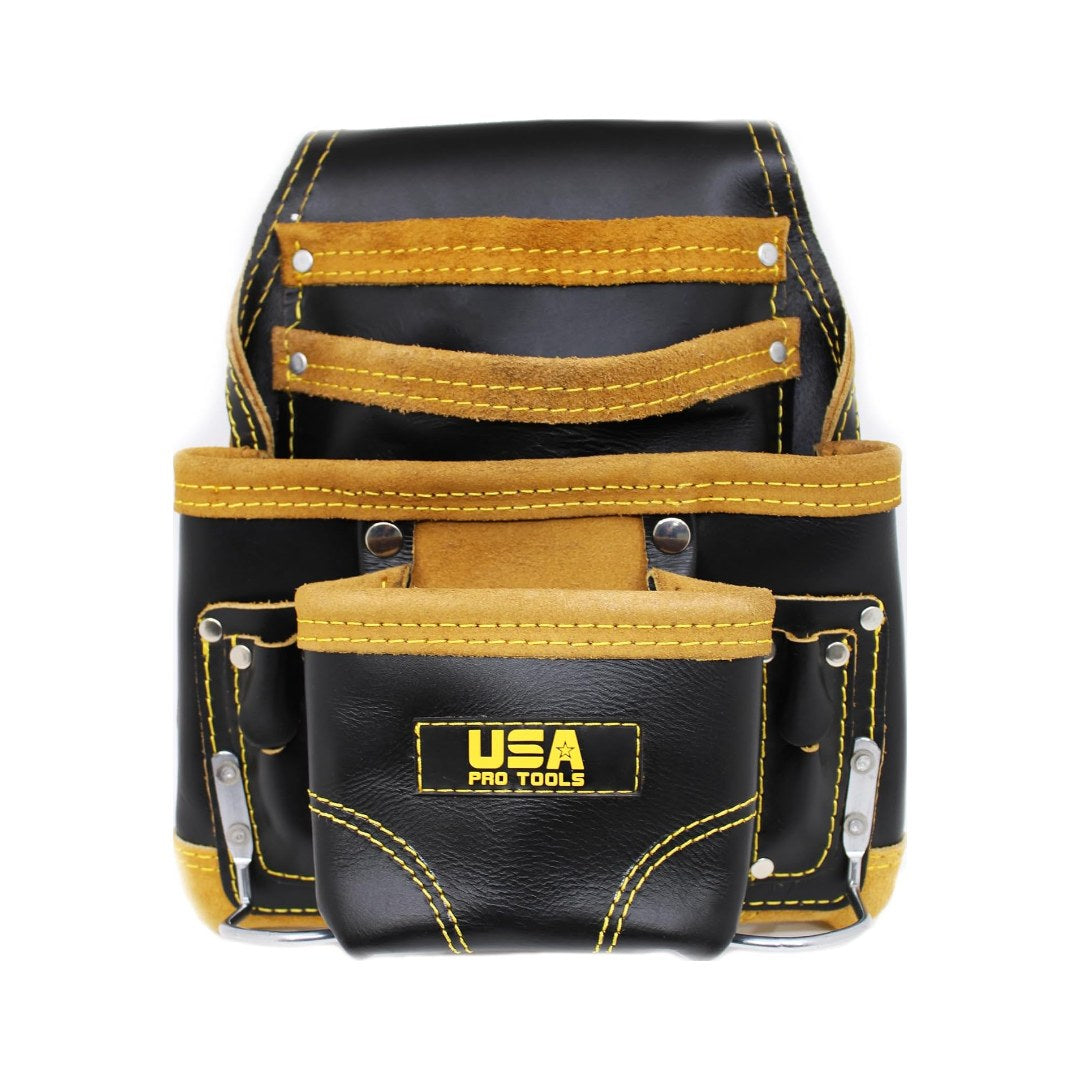 Bolsa de herramientas de cuero USA Pro Tools amarillo y negro