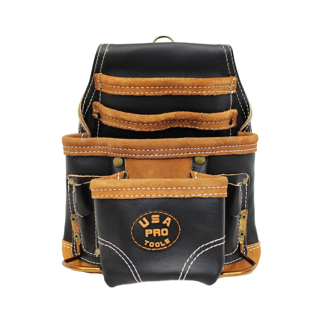 Bolsa de herramientas de cuero USA Pro Tools negra