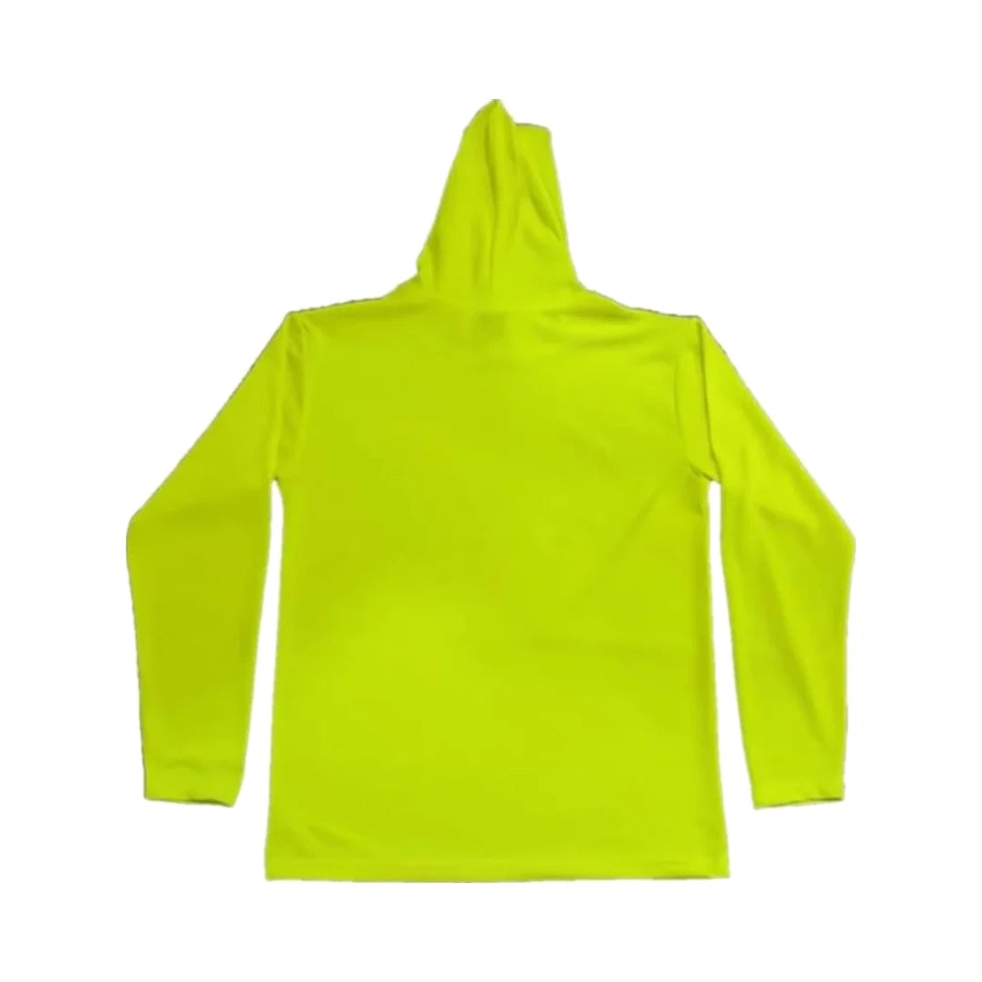Camisa con capucha Zeluga verde neón extendida