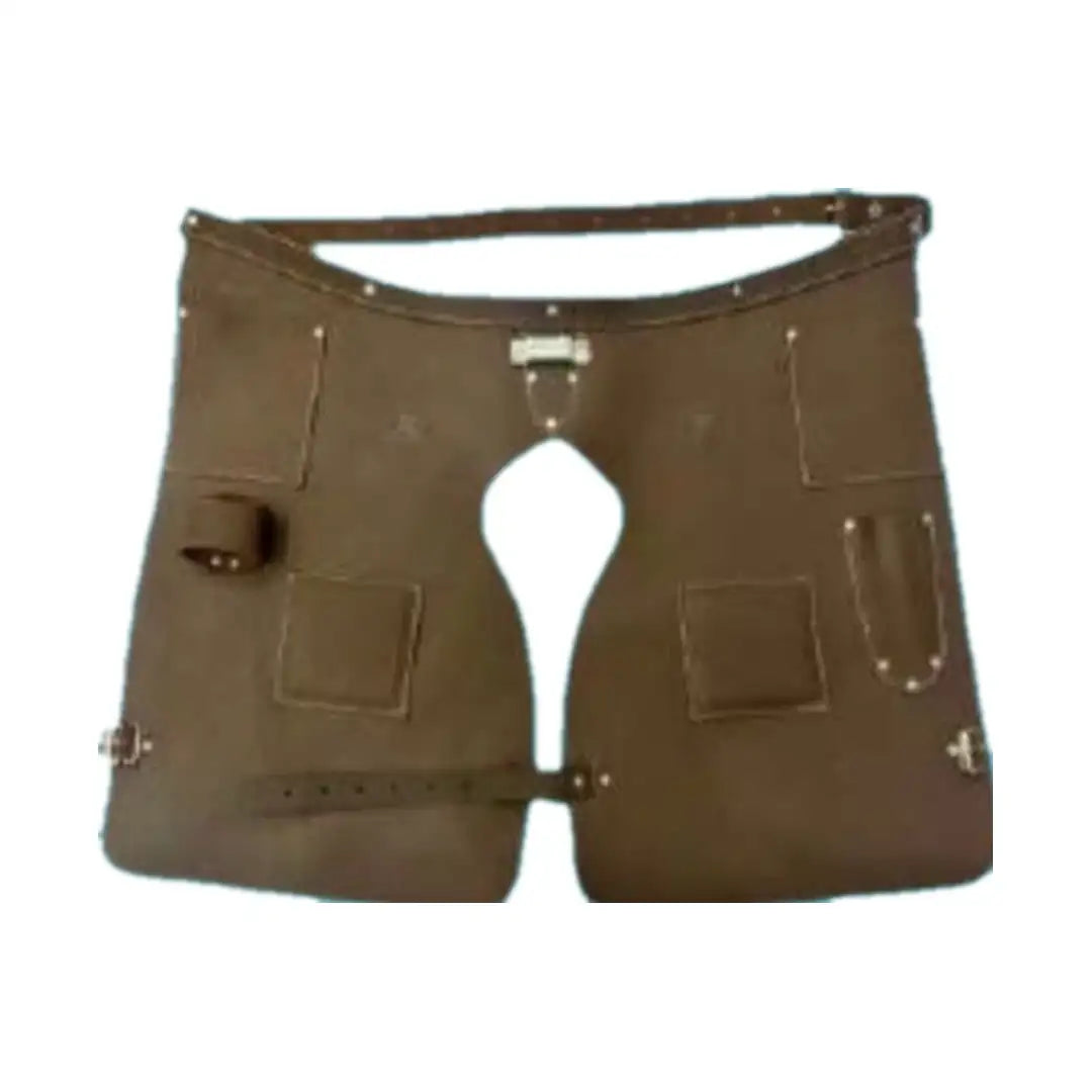 Delantal de cuero Zeluga 20-604 con bolsillos y piernas divididas