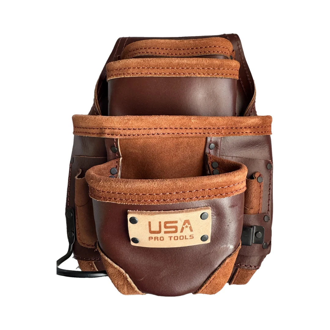 USA Pro Tools P-1291 bolsa de cuero café de frente