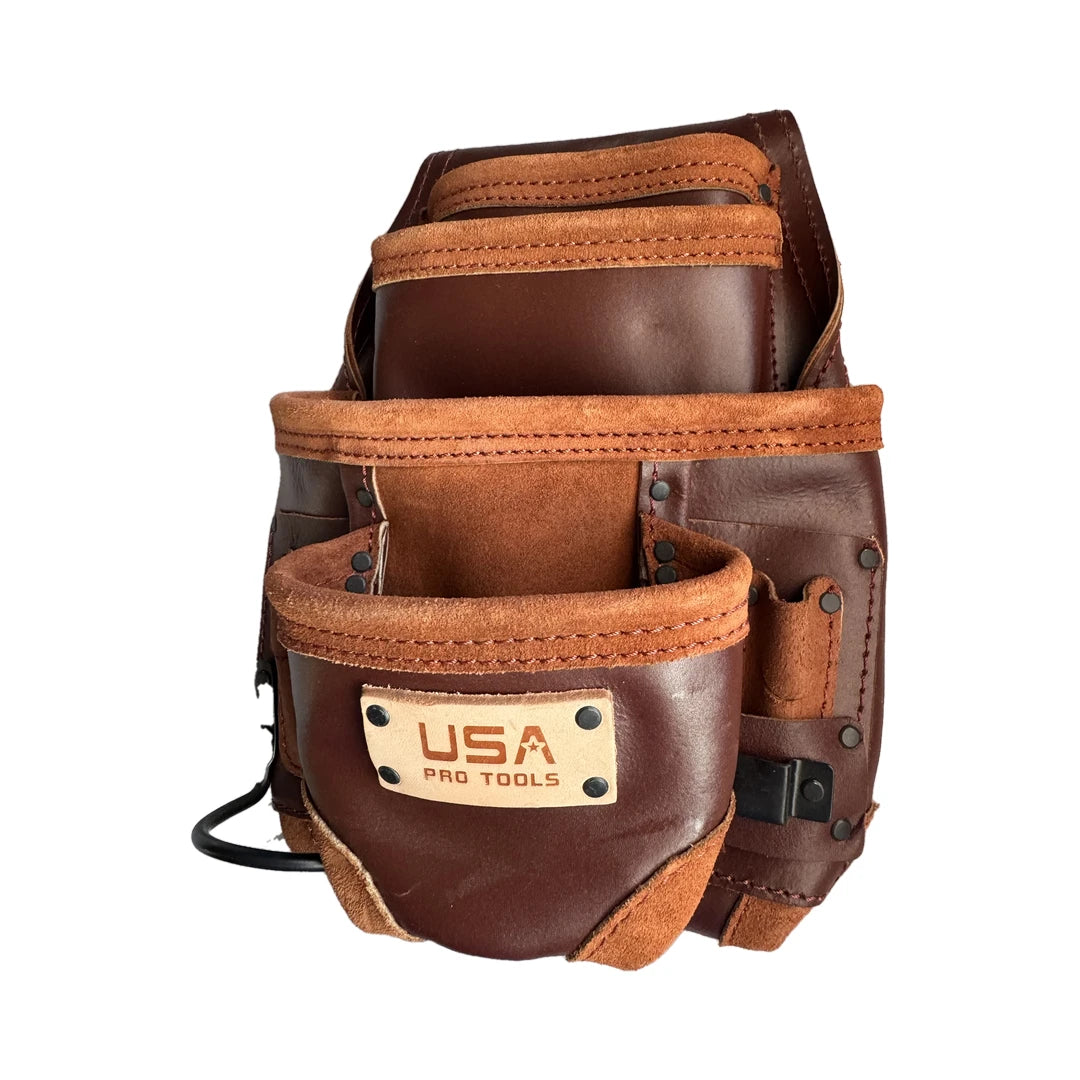 USA Pro Tools P-1291 bolsa de cuero café otro ángulo