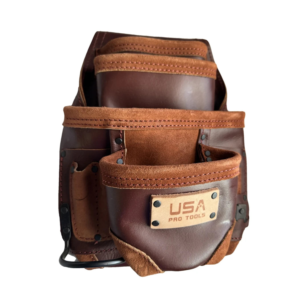 USA Pro Tools P-1291 bolsa de cuero café vista tres cuartos