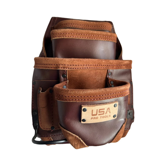 USA Pro Tools P-1291 bolsa de cuero café vista tres cuartos