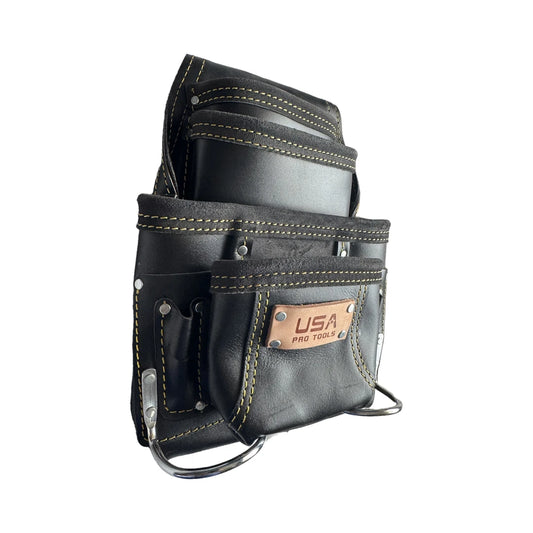 USA Pro Tools P-1292 bolsa de cuero negra vista tres cuartos