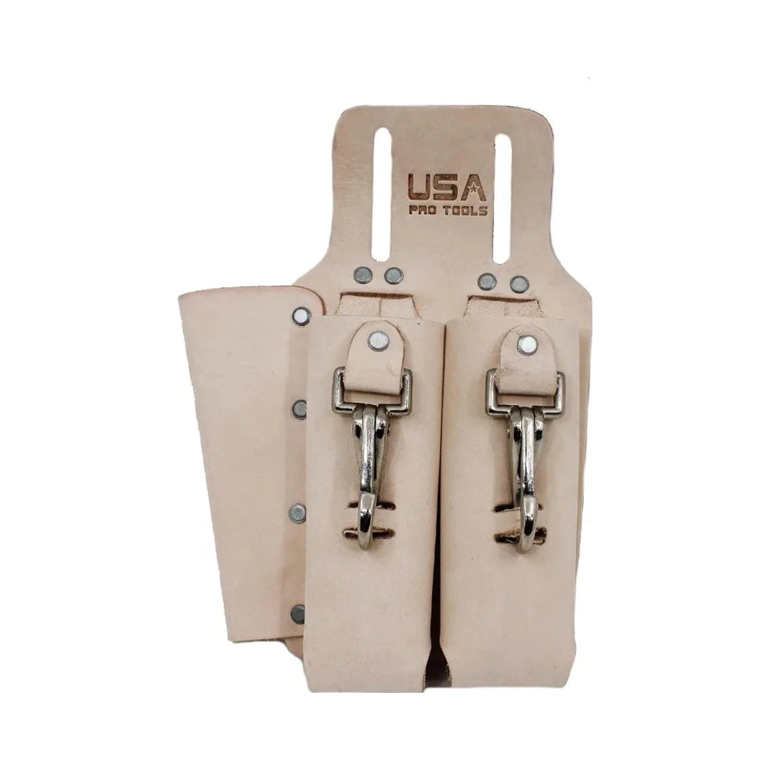 Portaherramientas de cuero USA Pro Tools color natural con 2 clips