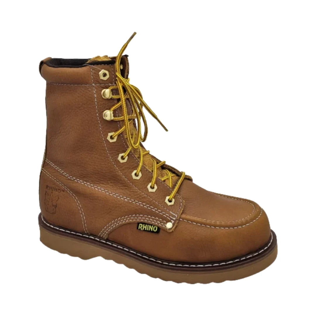 Botas de trabajo de cuero Rhino 82M26 color Tan de 8 pulgadas