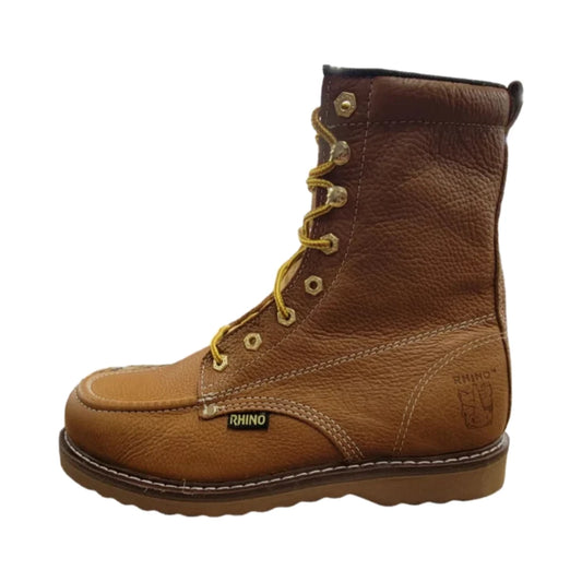 Botas de trabajo de cuero Rhino 82M26 color Tan de 8 pulgadas, vista trasera