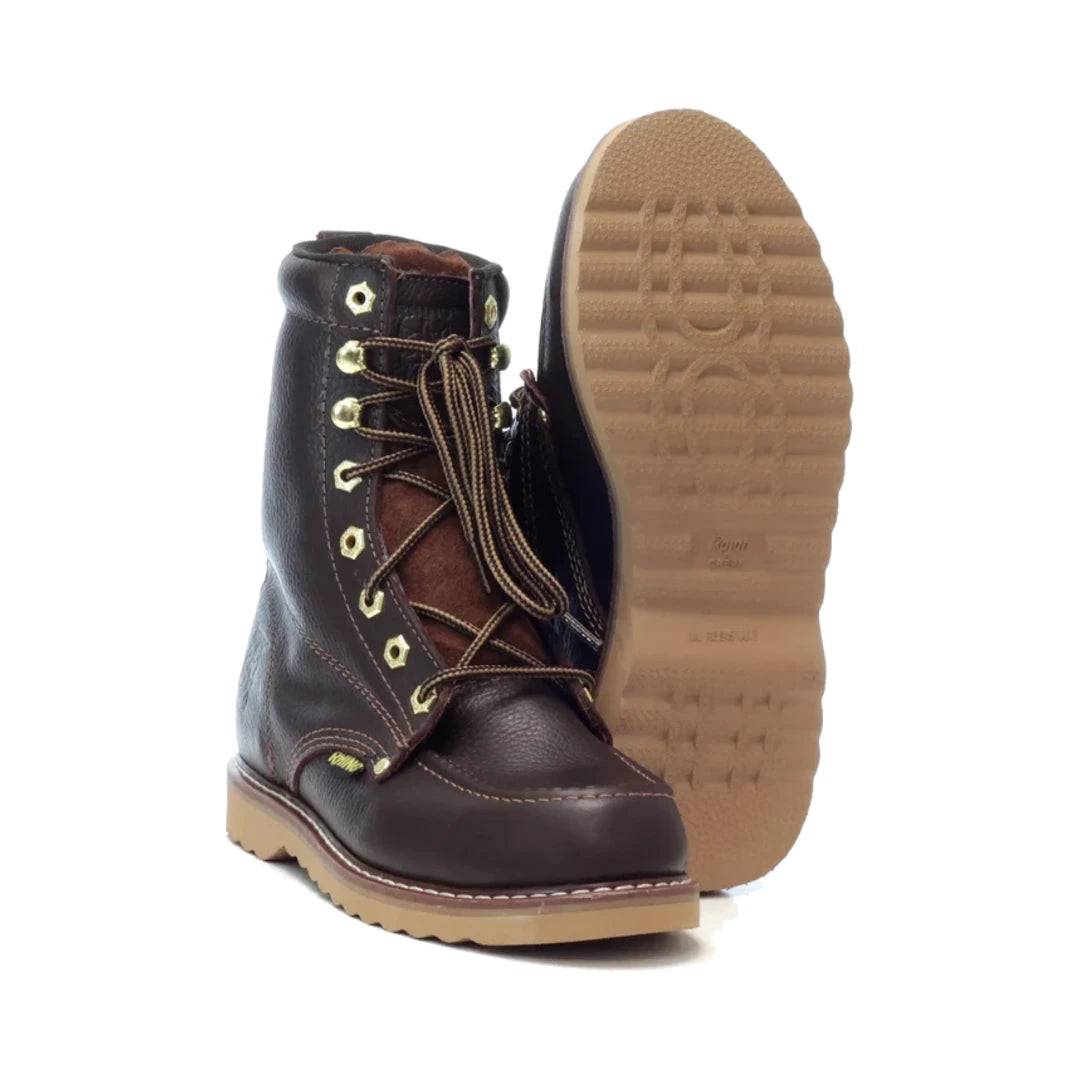 Botas de trabajo de cuero marrones Rhino 82M28, con cordones y suela de goma resistente