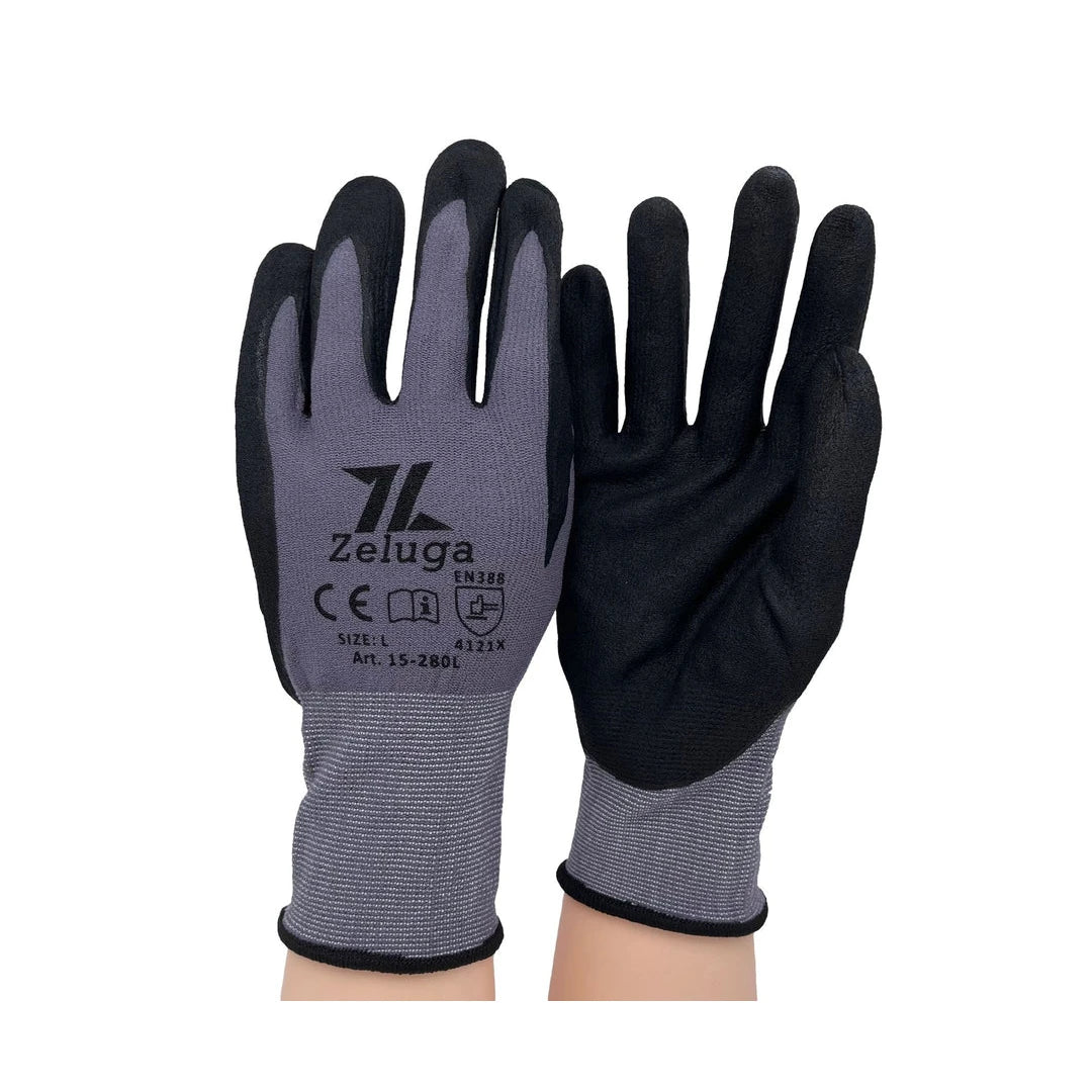 Guantes Zeluga 15-280 calibre 15 gris con palma negra