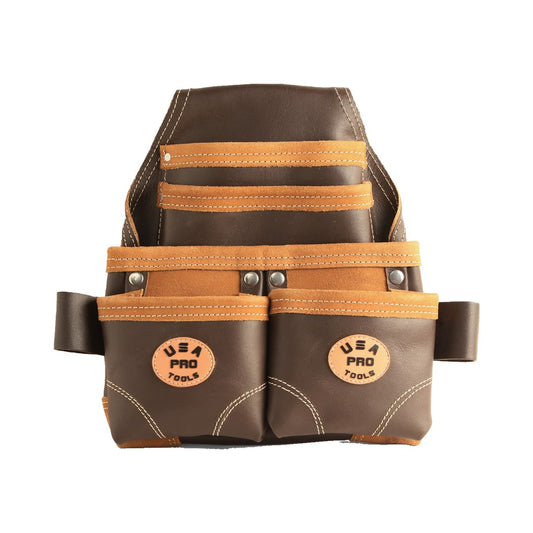 USA Pro Tools SST-1205 Bolsa de Herramientas de Cuero de Doble Bolsillo Marrón