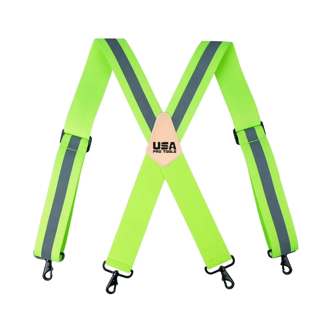 Tirantes de trabajo elásticos USA Pro Tools CRSST17 verde alta visibilidad